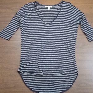 Express Soft Cozy Gray & Black Striped Hi Low Top